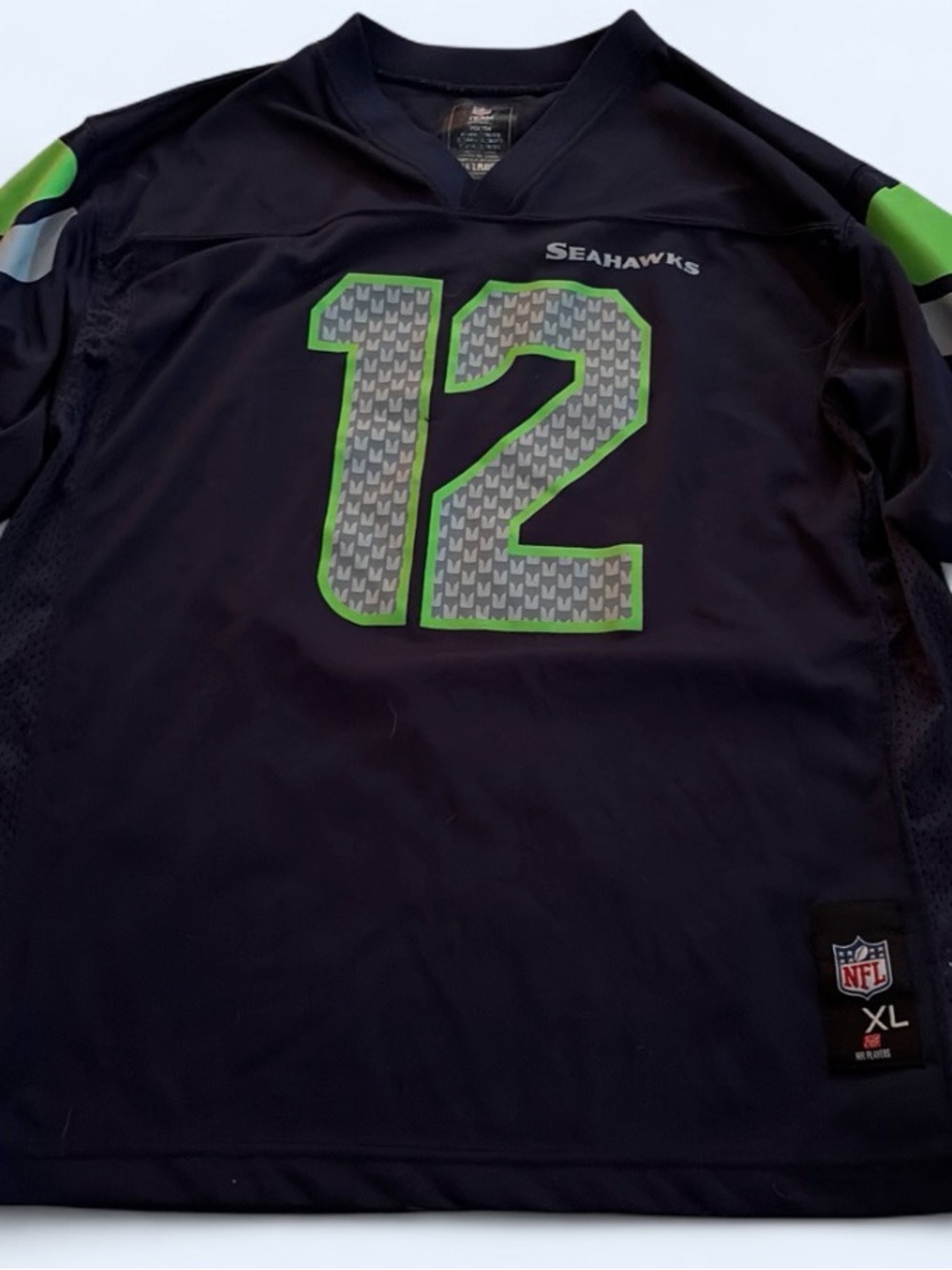 NFL Seattle Seahawks #12 Navy and Lime Men’s Jersey